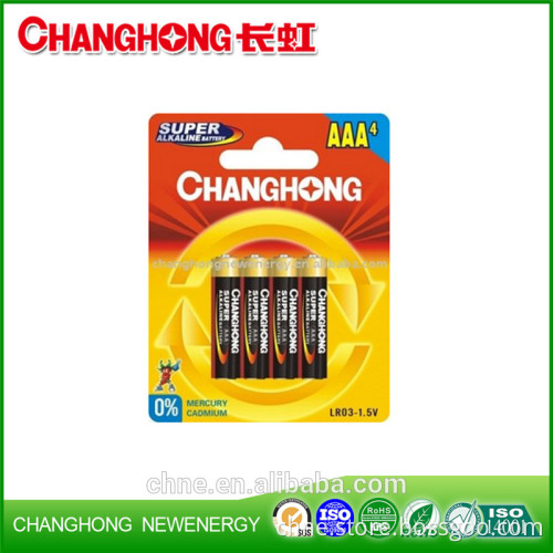 Changhong 1.5v aaa am4 lr03 alkaline battery